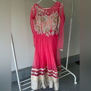 Pink and Gold Embellished Dress